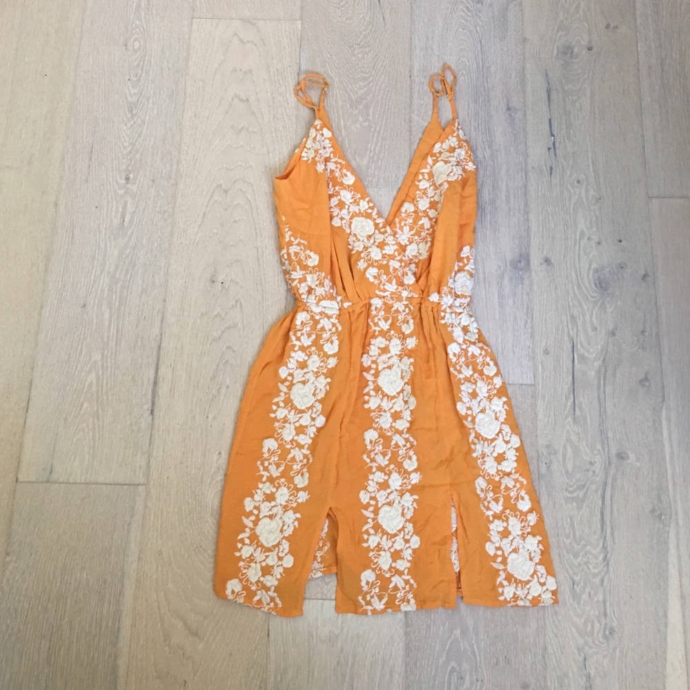 For Love And Lemons Orange and White Mini Dress